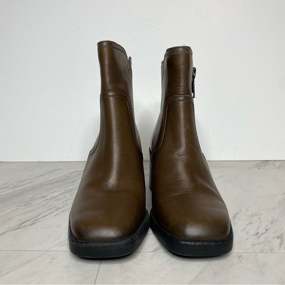 New! Naturalizer Emmy Brown Leather Square Toe Bootie 7W - Picture 2 of 15